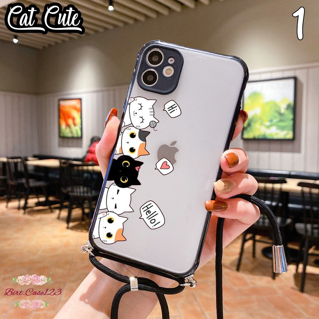 Softcase Slingcase Lanyard Choice CAT CUTE Iphone 11 12 Mini Pro Max BC3623