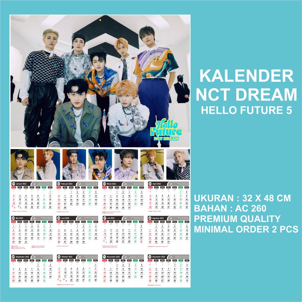 (READY STOCK) KALENDER DINDING 2023 - NCT DREAM HELLO FUTURE VER 1-5 - KALENDER KPOP MURAH UNOFFICIAL