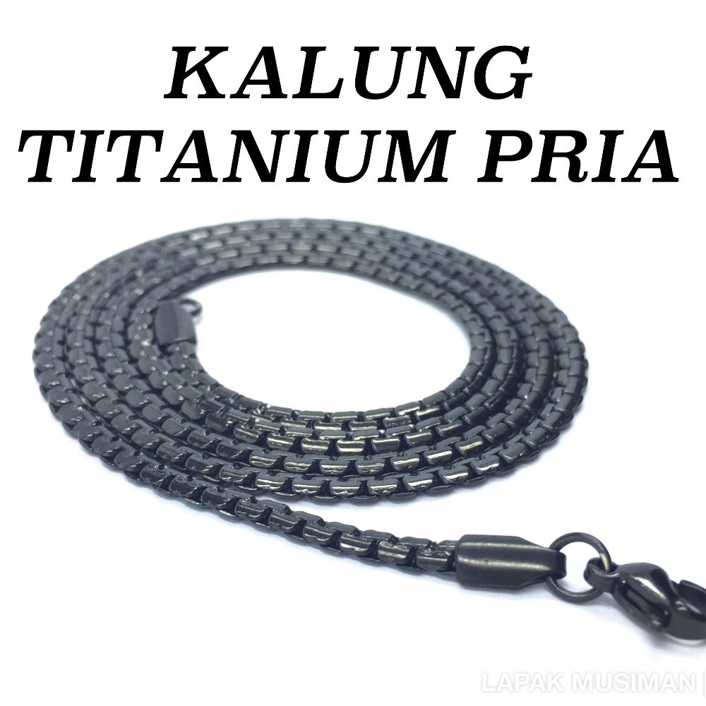 [Bayar di Tempat] Kalung Pria Titanium Hitam Keren Anti Karat Selama nya