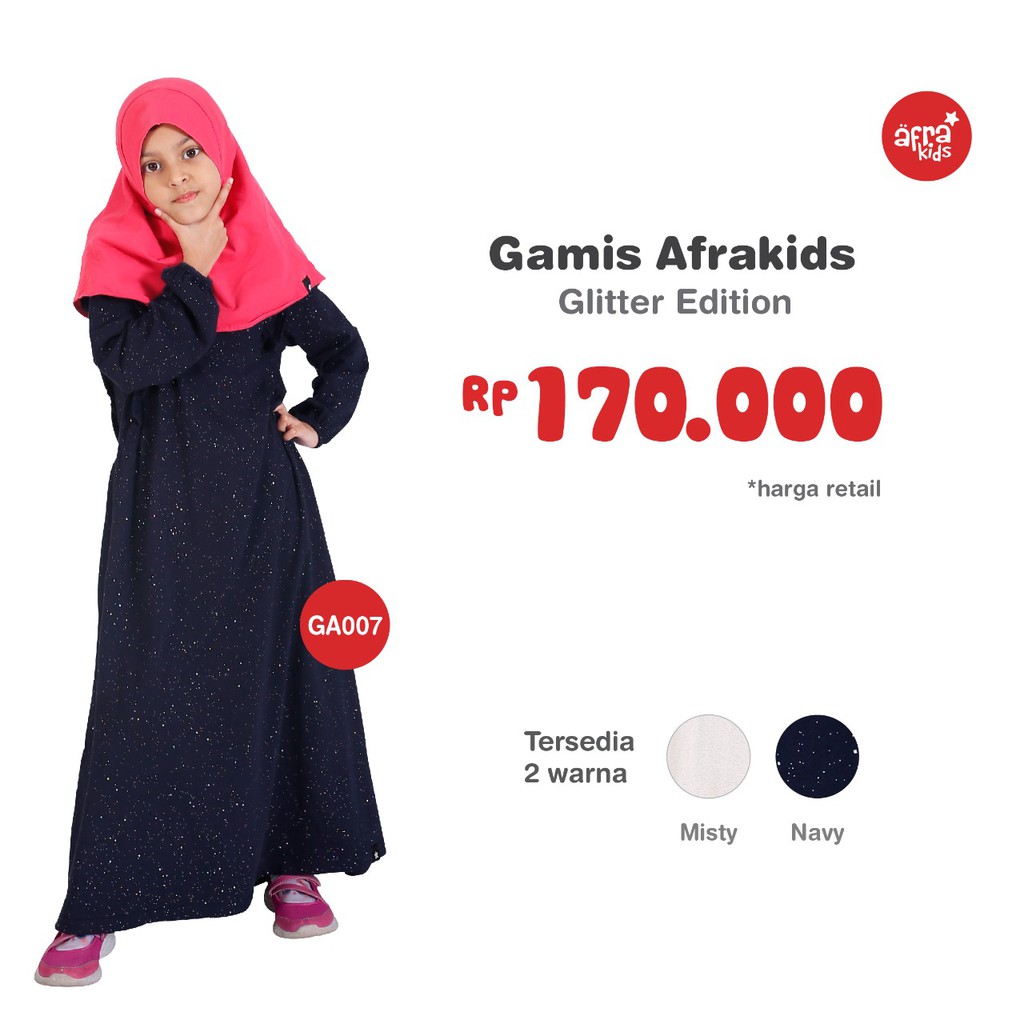 Gamis Anak AFRAKIDS GA007 - Navy Gliter