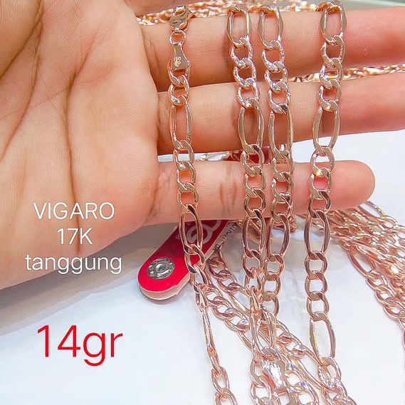 Kalung panjang anak dan dewasa emas asli kadar 750 75% 17k rantai Vigaro lepes pria wanita rosegold korea putih rose