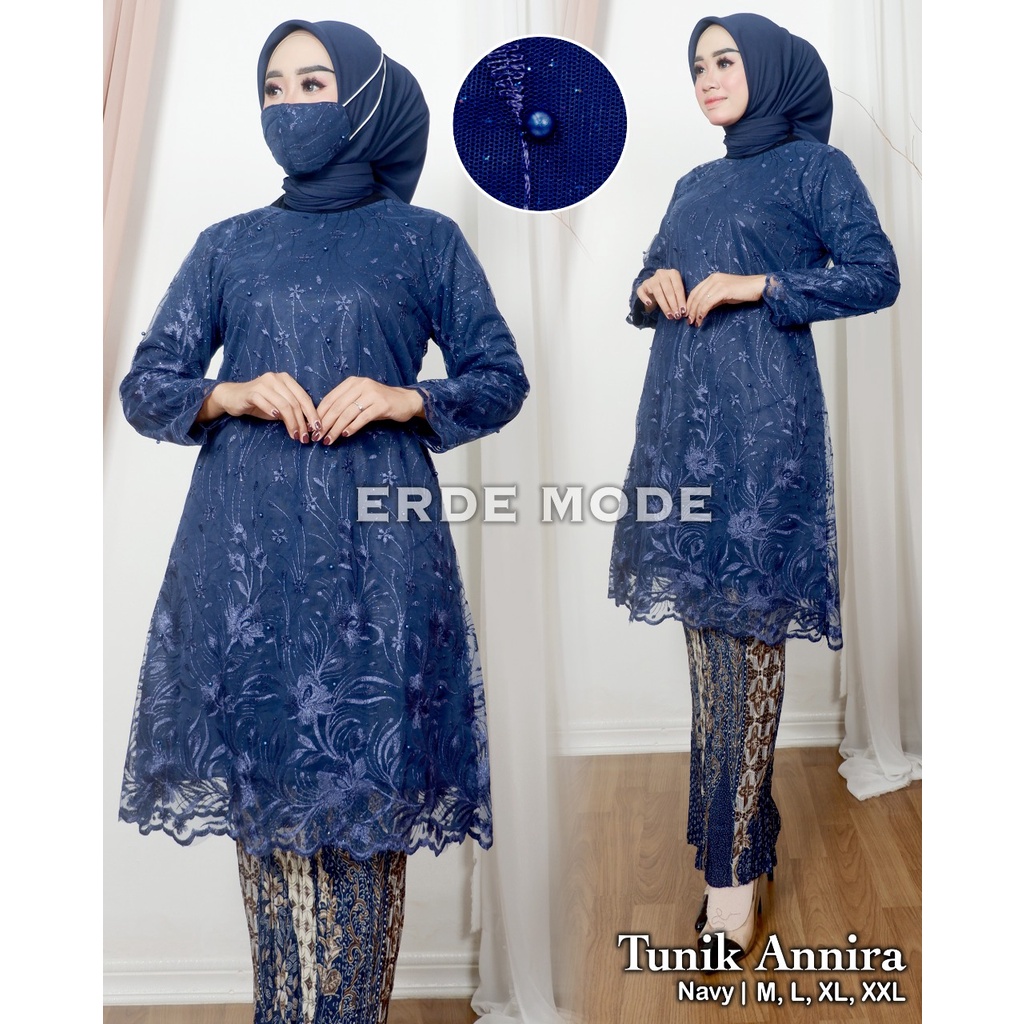 Setelan kebaya kurung tulle mutiara | Kebaya favorite | Kebaya modern | Kebaya brukat jumbo