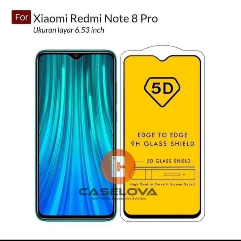 Tempered Glass Full Lem Xiaomi Note 8 Pro New + Tg Camera Lensa 2in1