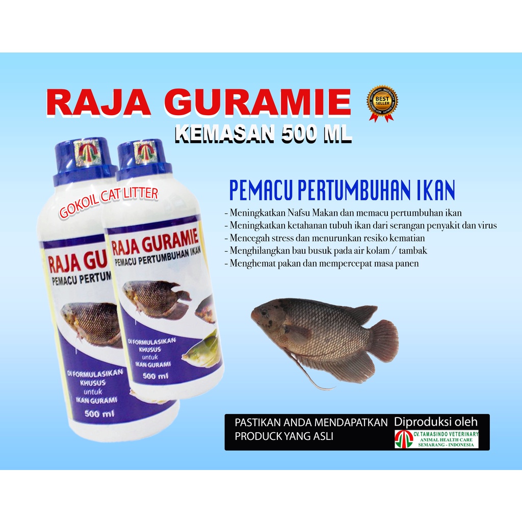 RAJA GURAMIE 500-VITAMIN PENGGEMUK IKAN,PENAMBAH NAFSU MAKAN IKAN GURAMIE(GURAMEH)