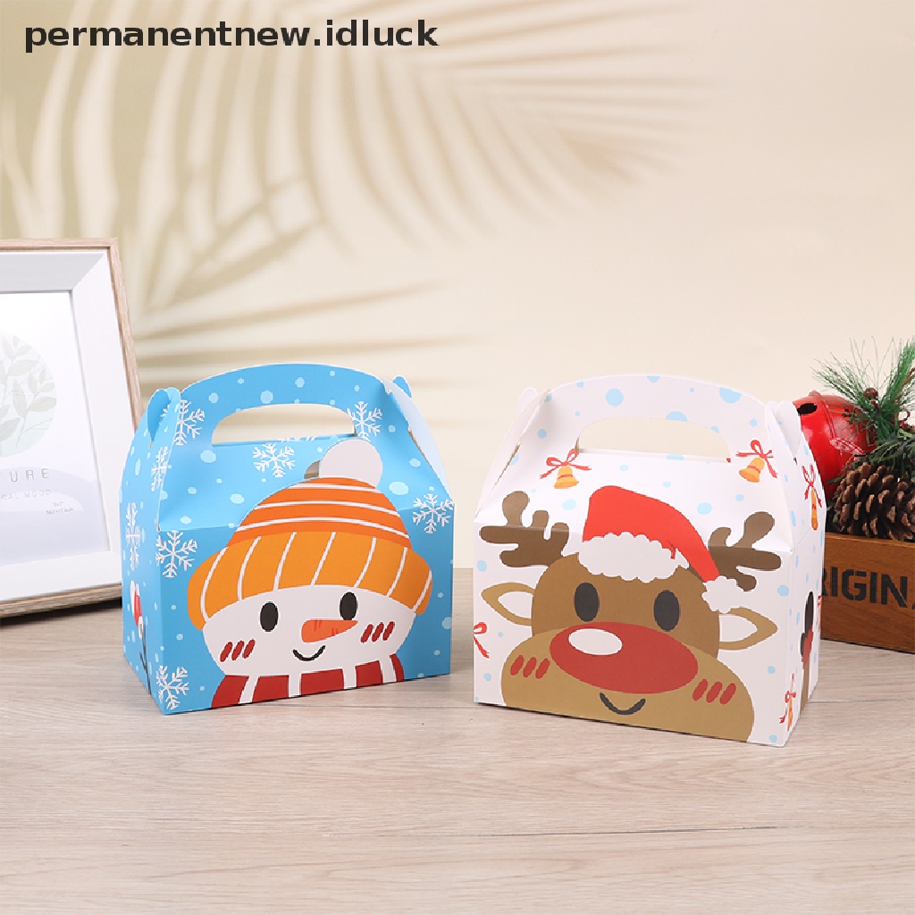 5 Pcs Kotak Kemasan Permen Kue Kering Bahan Kertas Kraft Desain Santa Claus Untuk Hadiah Natal