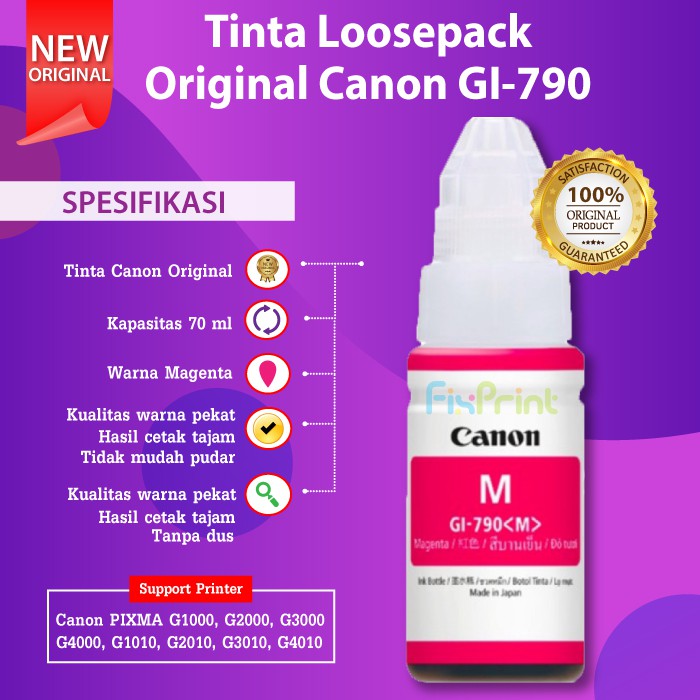 FixPrint Tinta Canon Original Box GI790 GI-790 Tinta Printer G1000 G2000 G3000 G4000 G1010 G2010 G3010 G4010