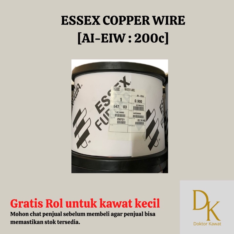 Kawat ESSEX TIPE H GPMR EXTRA 220 DERAJAT TAHAN FREON & OLI KAWAT TEMBAGA UKURAN 0.40 - 0.50 | 100 g