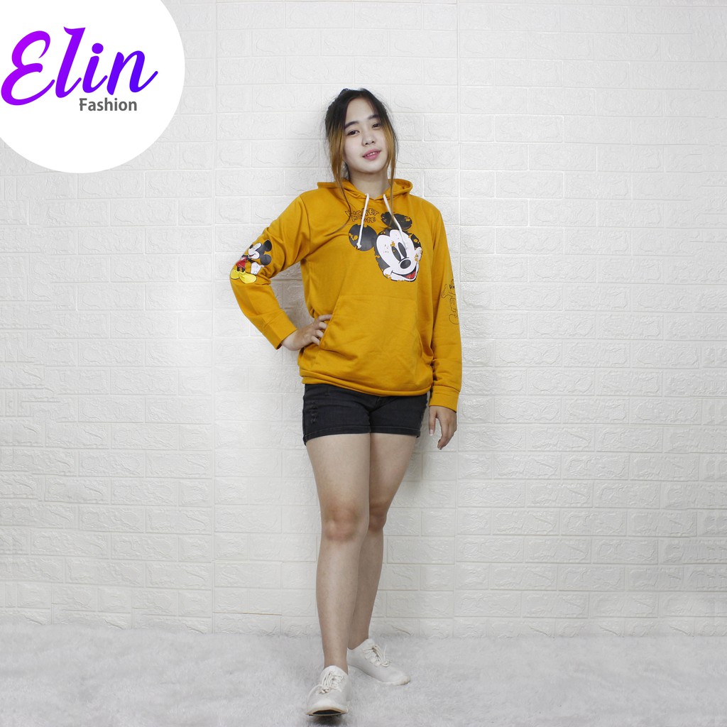 [HOODIE] Sweater Hoodie Atasan Wanita Motif Mickey Mouse dan Mickey OOPS Lengan Panjang LD 107