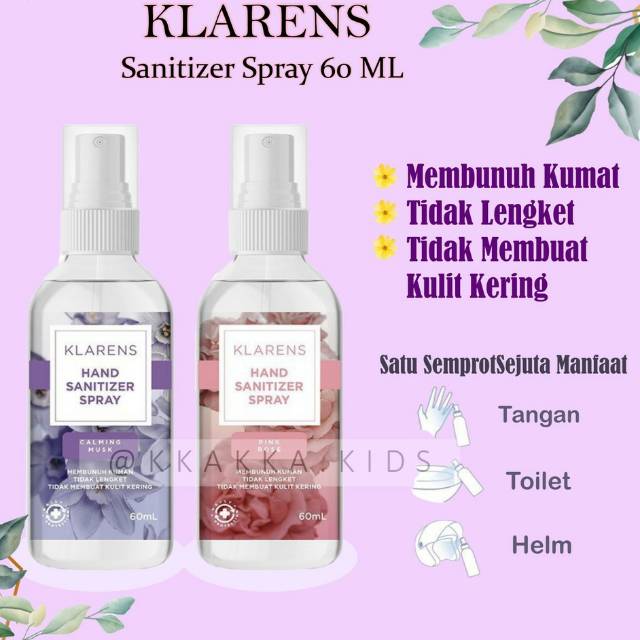 Klarens Hand Sanitizer Spray 60ml - Calming Musk - Pink Rose