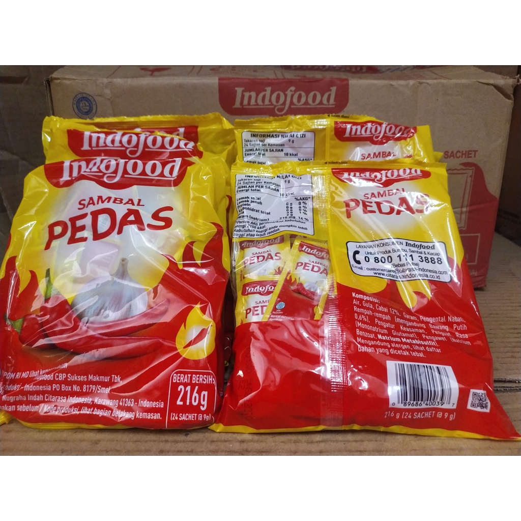 Jual Indofood Sambal Pedas Sachet 9gr Shopee Indonesia