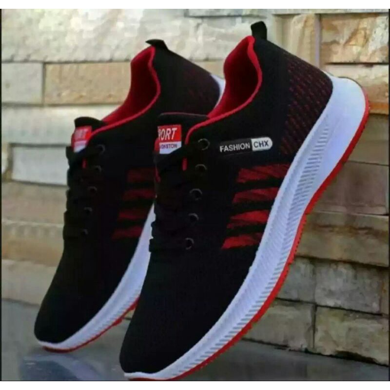 Sepatu Adidas Neo Hitam Merah Pria / Wanita Terbaru Terlaris Cocok Untuk Formal Olahraga Anak Muda T