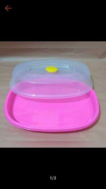 Tempat Bolu / Tempat Kue / Tempat Roti Oval Plastik + Tutup Bening