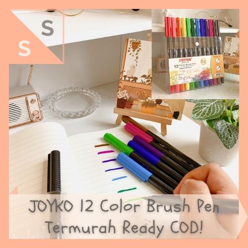 

[simplyshop] 1 Set Paket 12 Pcs Colored Color Brush Pen Pena Kuas Warna Joyko Original CLP-13 / CLP13 12 Pcs 2 in 1 Coloring Sketch Doodle Fine Brush Tip Spidol Warna