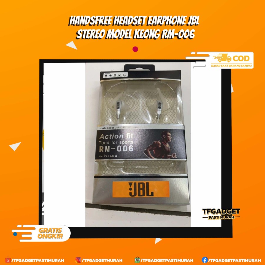 Handsfree JBL model keong seri RM / HF JBL RM-006 with mic