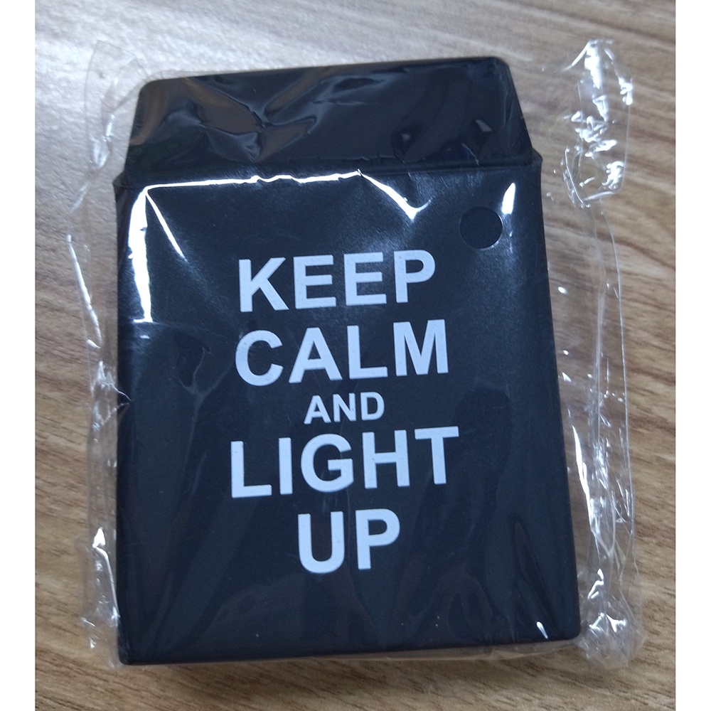 Kotak Rokok Silicone Motif Keep Calm and light Up - Black