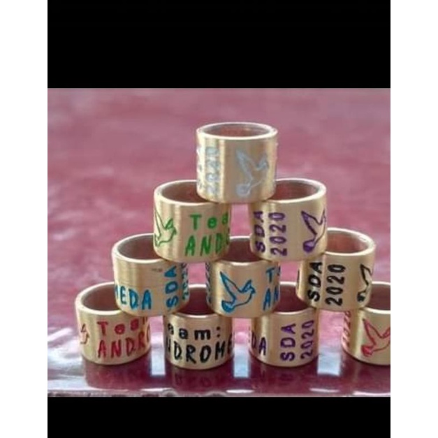 RING MERPATI KUNINGAN KETROK WARNA 8MM