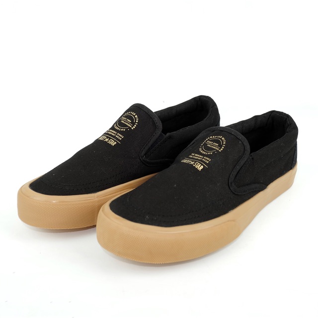 Lucky Star Slip On Blk/Gum Sepatu Kanvas Sneaker Casual