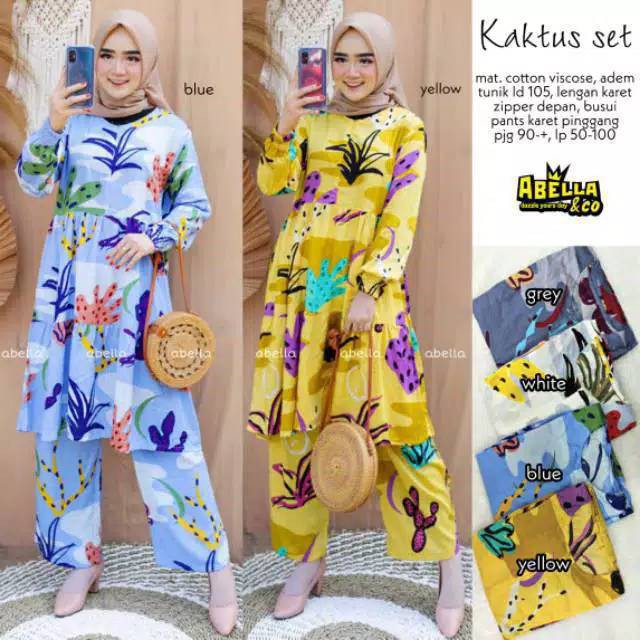 Cactus peplum busui set - setelan rayon cactus - setelan busui cactus - setelan motif cactus