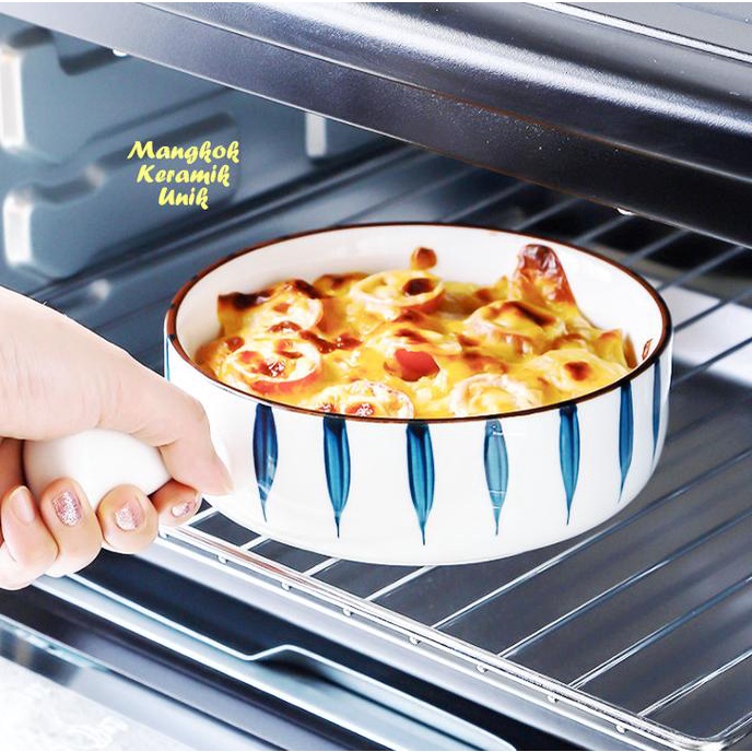 (SEAN) MANGKOK KERAMIK UNIK 4 MOTIF ADA TANGKAI PEGANGAN KERAMIK TEBAL SUP