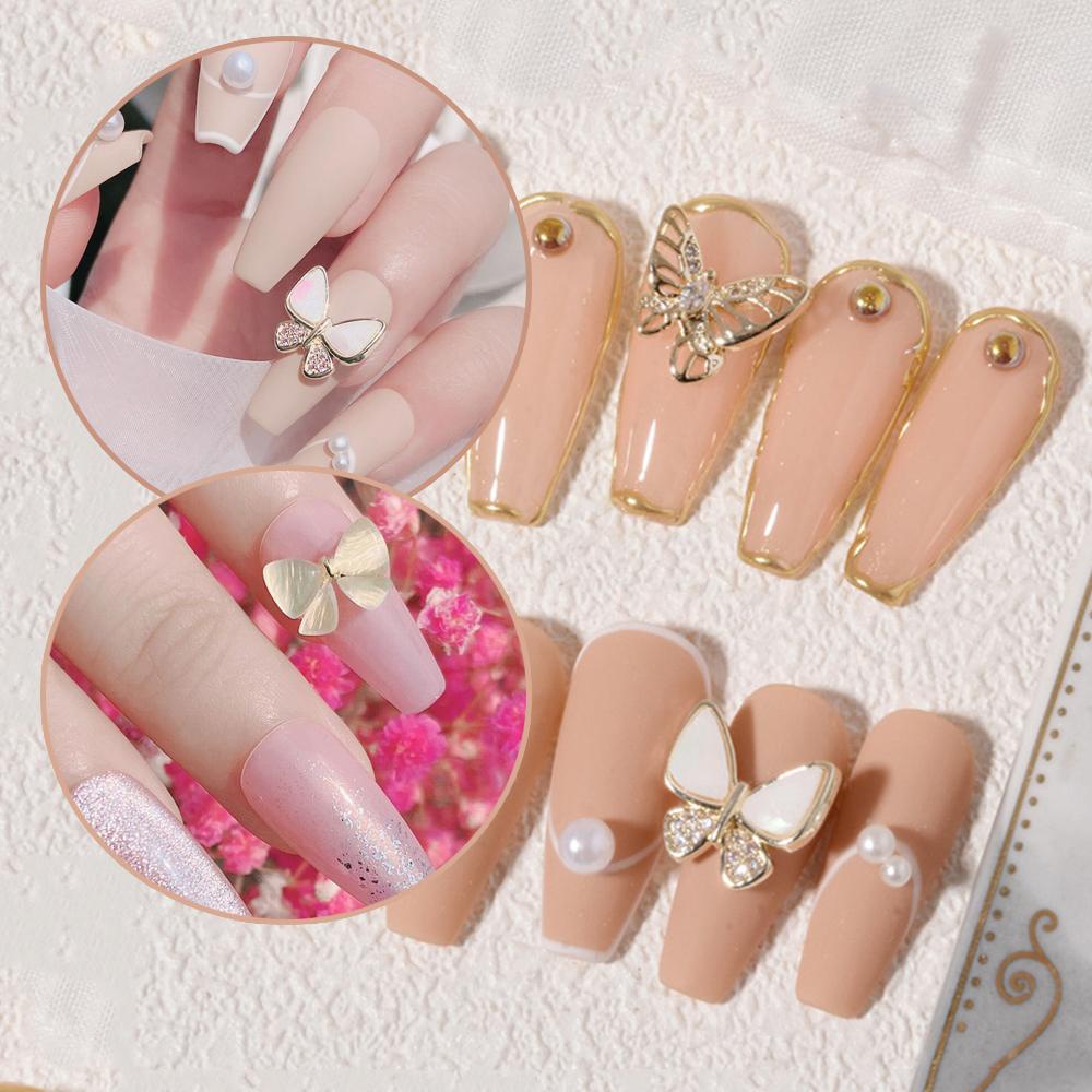 Mxbeauty Ikatan Simpul Berlian Nail Art Zirkon Mutiara Mewah Rantai Liontin Nail Chains Perhiasan