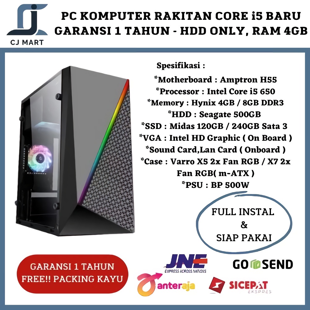 PC / CPU / KOMPUTER RAKITAN CORE i5 BARU GARANSI 1 TAHUN - SSD 120GB ONLY, RAM 8GB