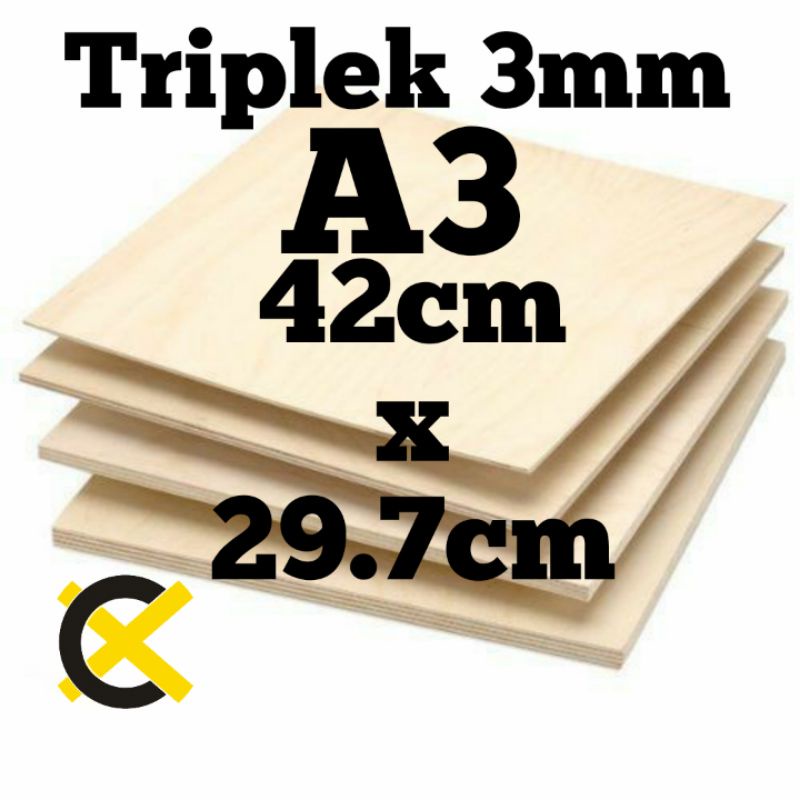 

Triplek tebal 3mm A3 42cm x 29.7cm semi meranti Multiplek Plywood