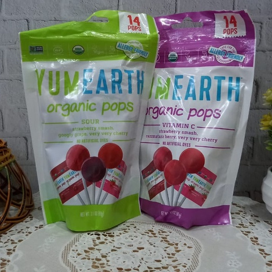 Yumearth organics pop 14's, Yum Earth Pops 14pops [Permen Organic, Permen Anak ]