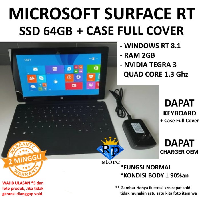 [ Laptop Second / Bekas ] Microsoft Surface Pro/Go/Rt 2/3/4/5/6/7/8/9/10 Core I3/I5/I7 4/6/8 Gb