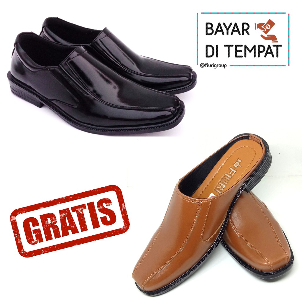 FIURI-SB 6 Hitam 38-43 GRATIS BJ Tan- Sepatu Pantofel Pria - Sepatu Pantofel Selop Pria - Sepatu Formal Pria - Sepatu Kerja Pria - Sepatu Pantopel Kantor Cowok Murah - Sepatu Coklat Slip On Pria - Sepatu Slop Nikah Promo - Bustong Diskon - Fashion Pria