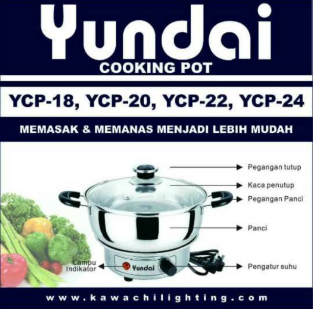 Panci Elektrik Cooking Pot Panci Listrik 20cm Stainless Yundai