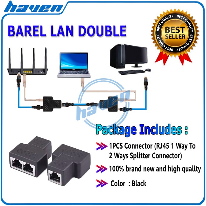 Konektor Sambungan Barrel LAN RJ45 Double / Barel UTP RJ45 Double