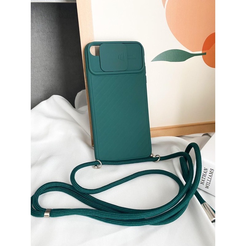 SILICON CASE IPHONE XS MAX XR / IPHONE 6 7 8 SLIDE COVER CAMERA TALI LANYARD