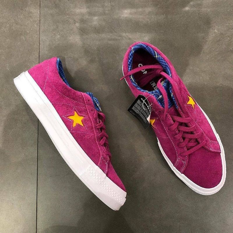 SNEAKERS PRIA WANITA ORIGINAL CONVERSE ONE STAR SUEDE OX SEASONAL RED PURPLE ORIGINAL
