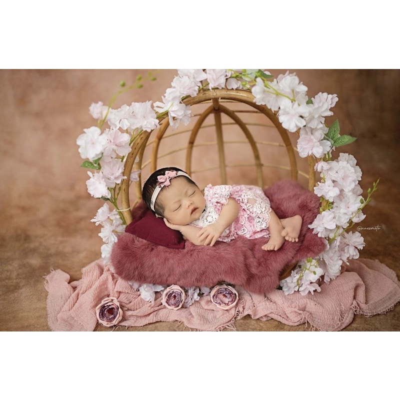 keranjang ayunan foto bayi setengah lingkaran / kurungan properti foto bayi  / keranjang ayunan rota