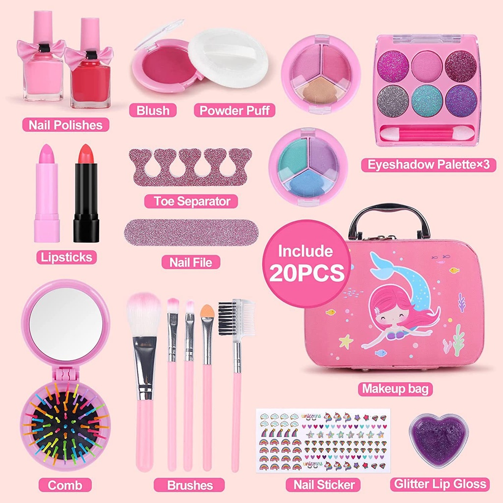 make up set kosmetik anak children pretend plays make up kit set mainan make up anak dengan fungsi asli - kado anak cewek