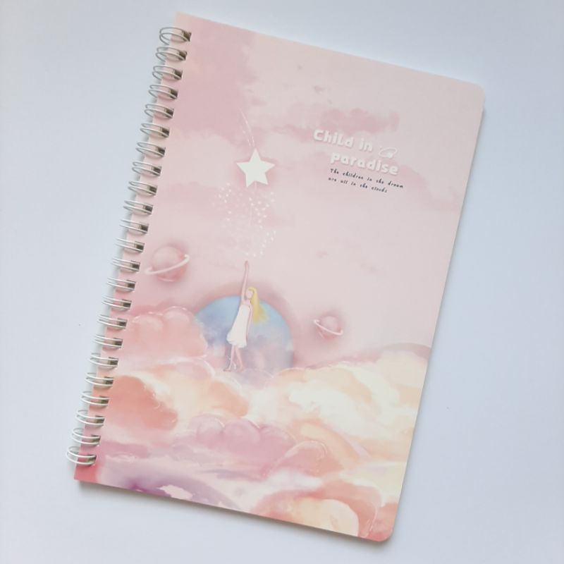 NOTEBOOK SPIRAL/ BUKU SKETSA SKETCHBOOK LINE PAPER BERGARIS  A5 120 HALAMAN MURAH-Pink