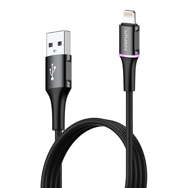 Vivan Kabel Data VDL100 2.4A Lightning Data Cable iPhone LED Light Quick Charge Garansi original