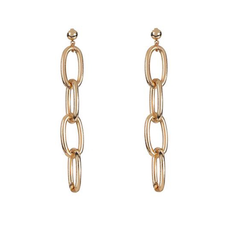 Anting Rantai Panjang Multilayer Model Hollow Bahan Metal Gaya Punk Vintage Untuk Wanita