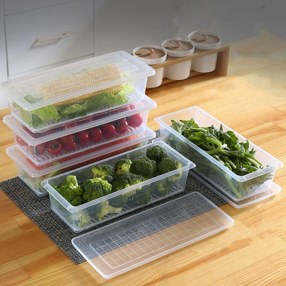 【 ELEGANT 】 Wadah Penyimpanan Sayur Tetap Segar Alat Dapur Transparan Anti Lembab Dengan Tutup Plastik Kulkas Organizer