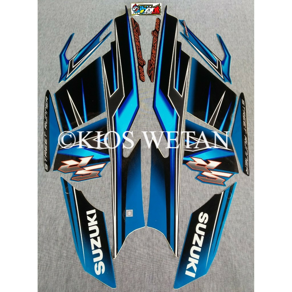 STRIPING SMASH 110SR BIRU TAHUN 2009 STIKER LIS STANDAR BODY SUZUKI 110 SR