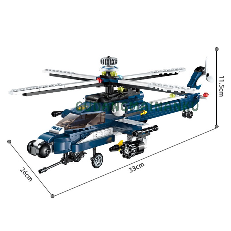 Bricks Blocks Qman Enlighten 1801 Armored Helicopter Windstorm (8in1) Helikopter