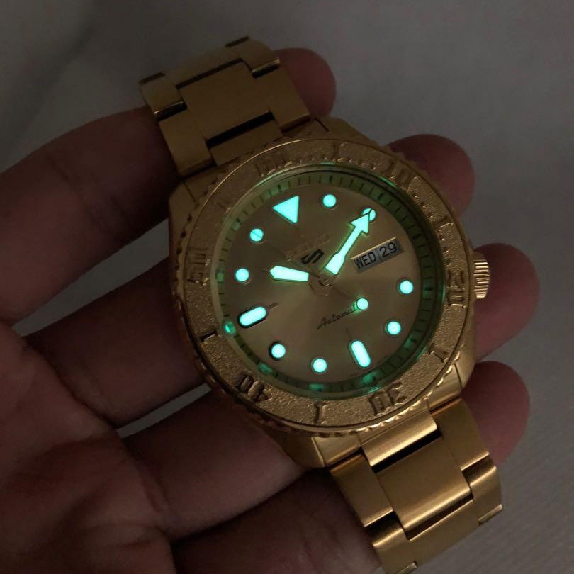 Seiko 5 Sports SRPE74K1 Automatic Full Gold - Jam Tangan Pria SRPE74