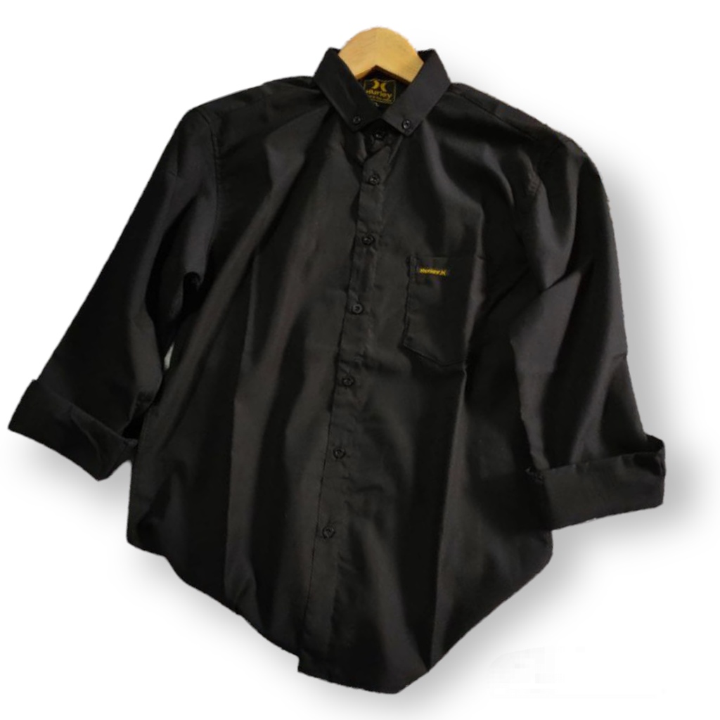 Baju Kemeja Polos Pria Kemeja Lengan Panjang Putih Hitam Kemeja polos Pria