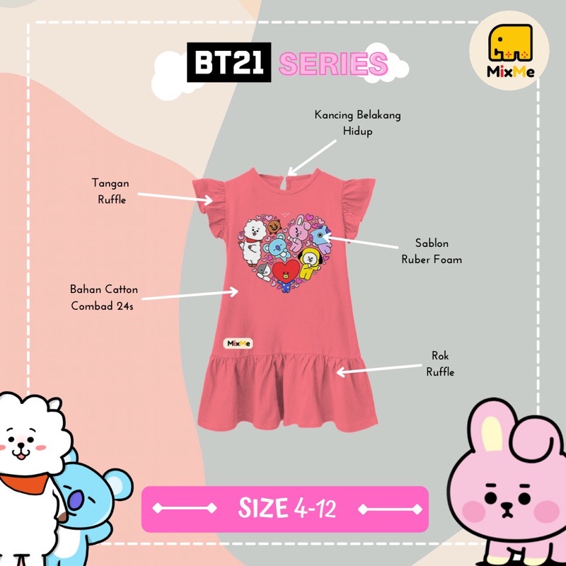 Tunik Anak Dress BT21 MIXME