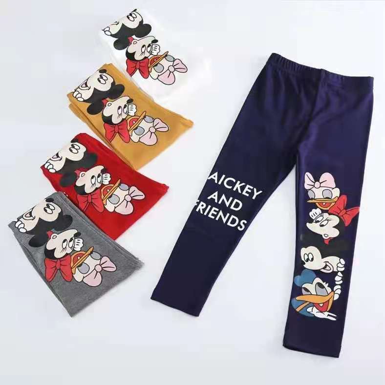 Legging anak perempuan umur 3-7 tahun Motif mickey mouse celana anak cewek imut elastis lembut impor-3