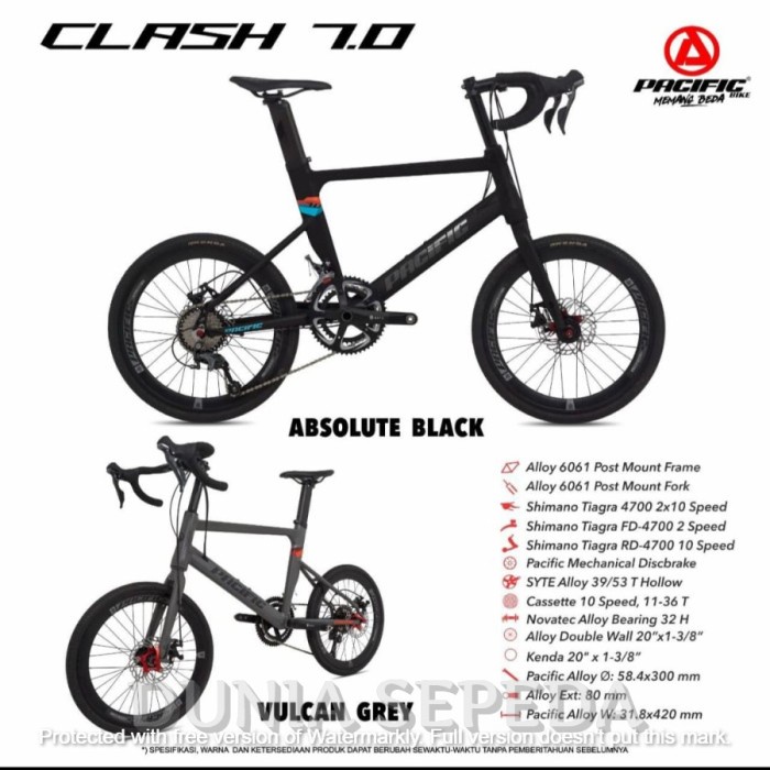 Sepeda Pacific Mini Velo Clash 7.0 20 Inch Alloy 2×10 Speed Hydraulic