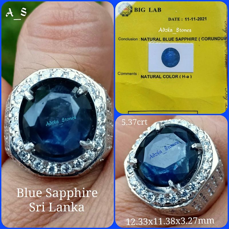 Natural Blue Sapphire Safir Memo Big Lab