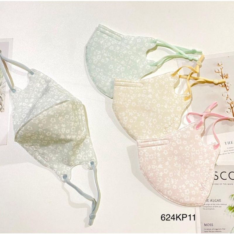 MASKER KAIN DUCKBILL DEWASA PREMIUM EARLOOP 3PLY MOTIF BUNGA WARNA SOFT TALI ADJUSTABLE STOPPER