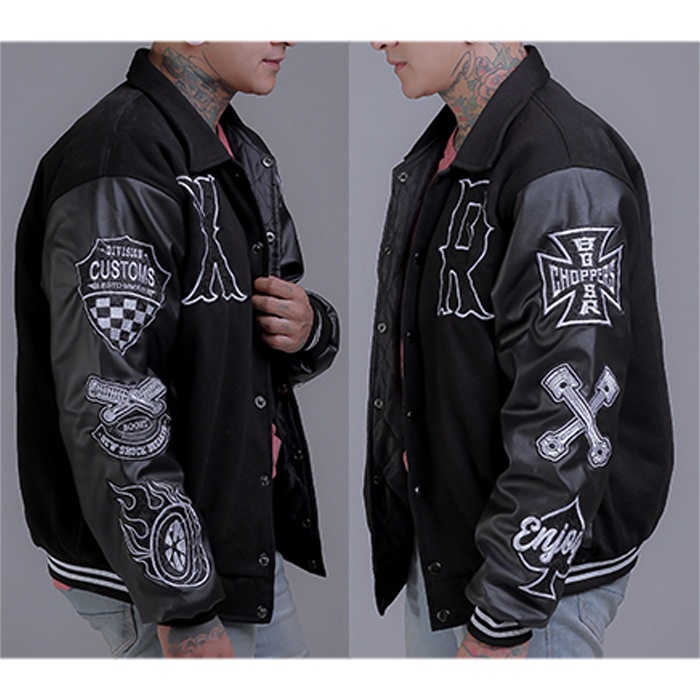 Jaket Varsity Hitam Pria Touring Sunmori Motor Windbreaker Tebal Adem