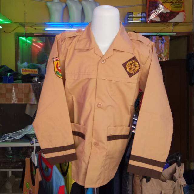 Baju Seragam Pramuka  SD plat Lengan panjang bahan nagatek 